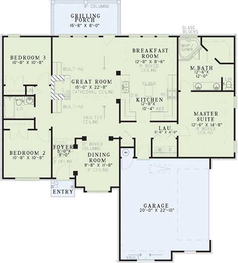 Traditional House Plan 3 Bedrooms 2 Bath 1600 Sq Ft Plan 12 627