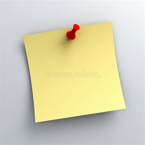 Yellow Sticky Note Paper With Red Push Pin On White Background Stock