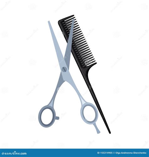 Colorful Cartoon Comb And Open Scissors Stock Vector Illustration Of