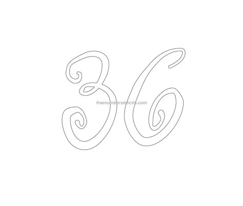 Free Curly 36 Number Stencil