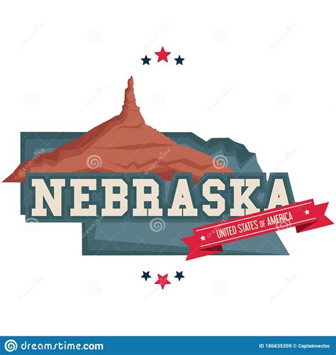 Print Stock Vector Illustration Of States Nebraska 186835359