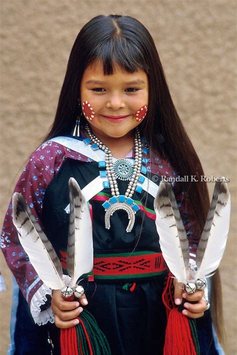 Native American Girl In Ceremonial Dress New Mexico Randall K