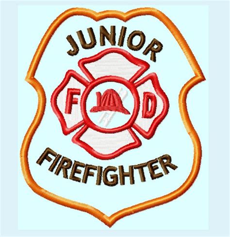 Fire Department Junior Firefighter Badge Applique Embroidery Etsy