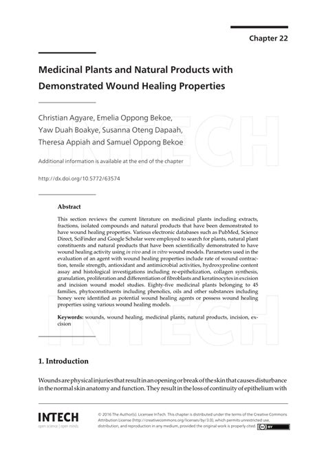 Pdf Medicinal Plants And Natural Products With Demonstrated Wound