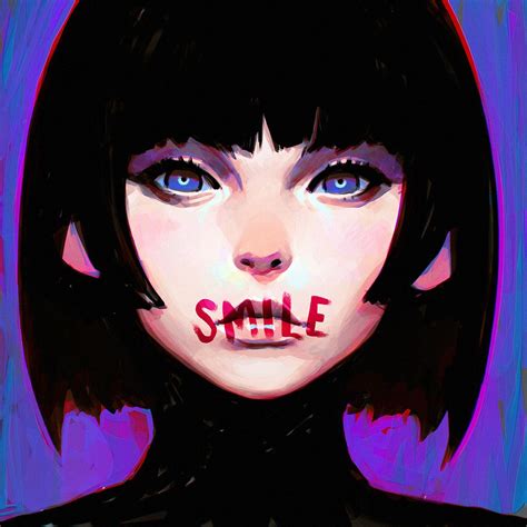 Smile By Kuvshinov Ilya Digital Painting Character Portrait Dark