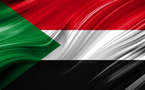 download wallpapers 4k sudanese flag african countries 3d waves flag of sudan national