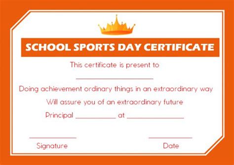 Printable Orange Schoolsportsdaycertificatetemplate Teachers