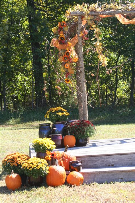 Rustic Country Fall Wedding Arch Decorated With