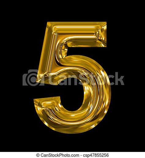 Number 5 Rounded Shiny Golden Isolated On Black Background Canstock