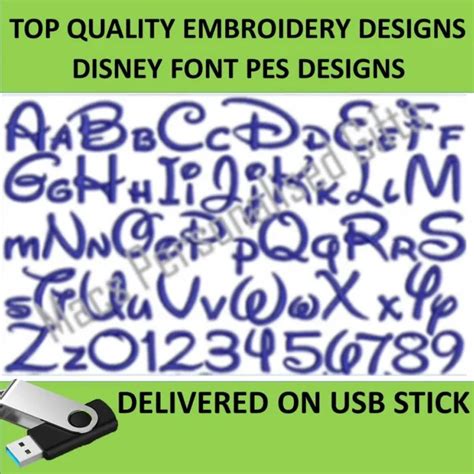 Disney Font On Usb Pes Designs Machine Embroidery File Brother Mickey