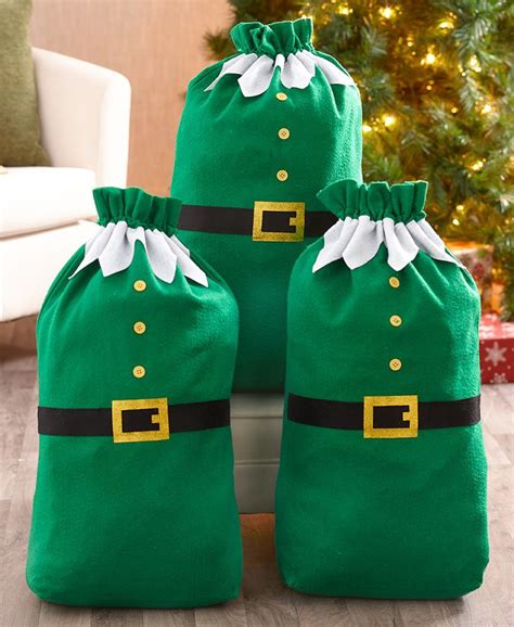 Set Of 3 Giant Elf T Sacks In 2022 T Sack Christmas T Bags