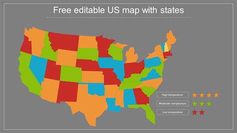 Colorful Free Editable Us Map With States Powerpoint Presentation