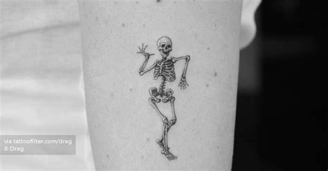 Dancing Skeleton Tattooed On The Upper Arm
