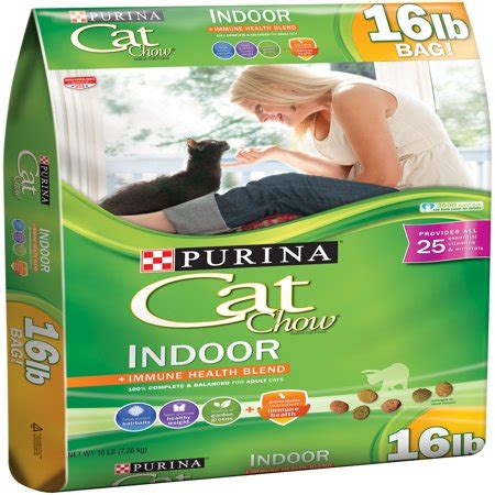 Contains increased fiber and probiotics for hairball control. Purina Cat Chow Indoor Cat Food 16 lb. Bag - Walmart.com