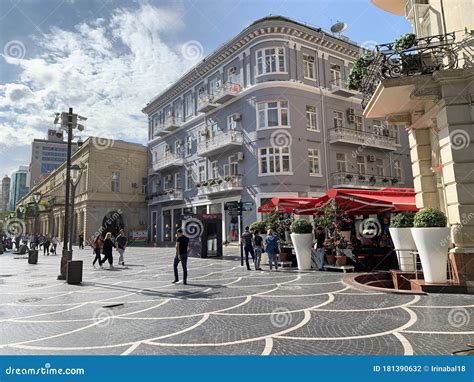 Baku Azerbaijan September 09 2019 Buildings On The Pedestrian