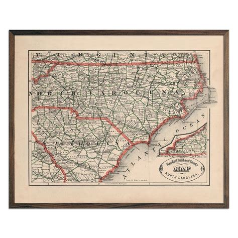 North Carolina 1883 Map Artwork Prints Prints Map