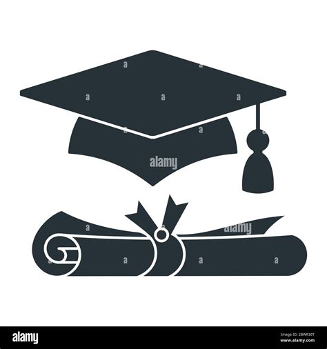 Graduation Cap With Diploma Vector Black Icon Stock Vector Image And Art