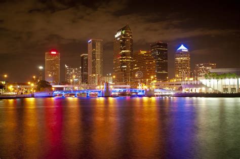 Downtown Tampa At Night Stock Image Image Of City