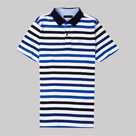 China Classic Mens Cotton Polo Collar Striped T Shirt Polo China