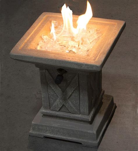 Square Faux Stone Tabletop Propane Fire Pit Plowhearth