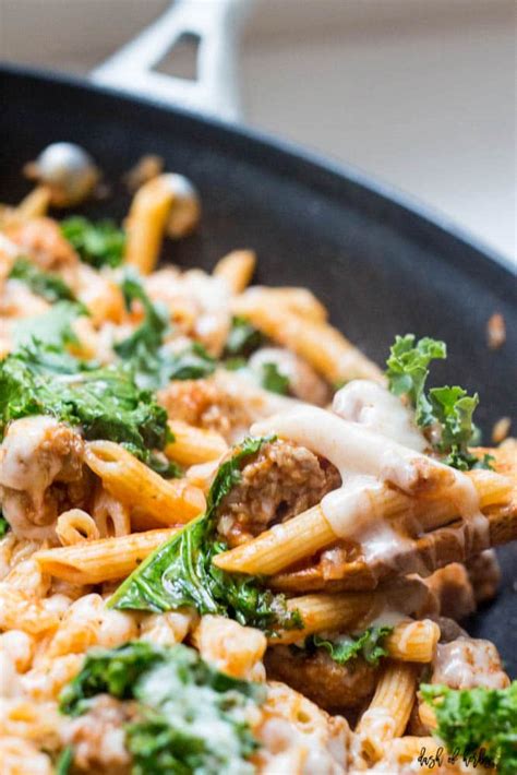 A family favourite and wonderful comfort food! Cheesy Sausage Pasta Skillet - Dash of Herbs