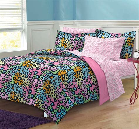 My Room Neon Leopard Ultra Soft Microfiber Girls Comforter Set Multi Colored Twin Twin X Large