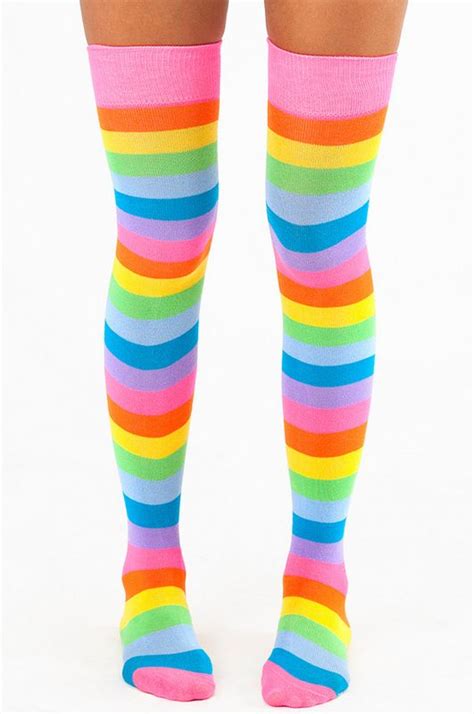Really Rainbow Thigh High Socks 18 Thigh High Socks Socks Fashion Socks
