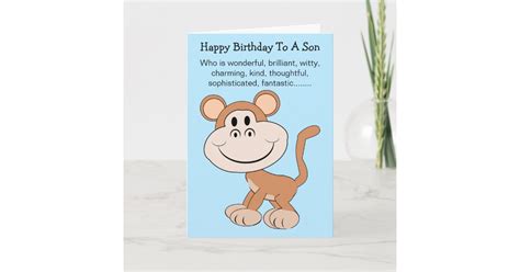 Monkey Humorous Son Birthday Card Zazzle