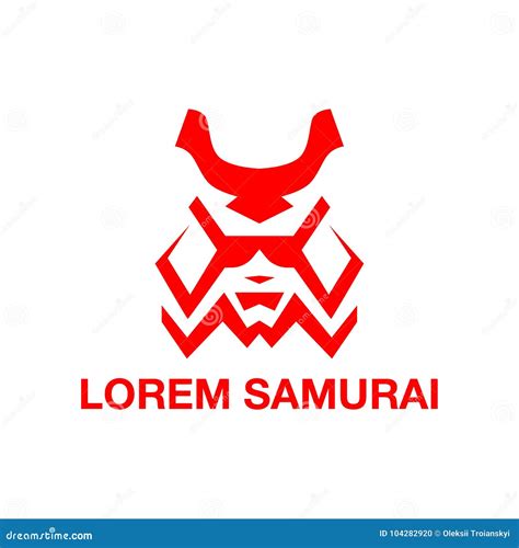 Red Mask Samurai Abstract Geometric Combat Logo Design Stock Vector