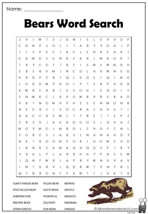 Bears Word Search In 2021 Free Printable Word Searches