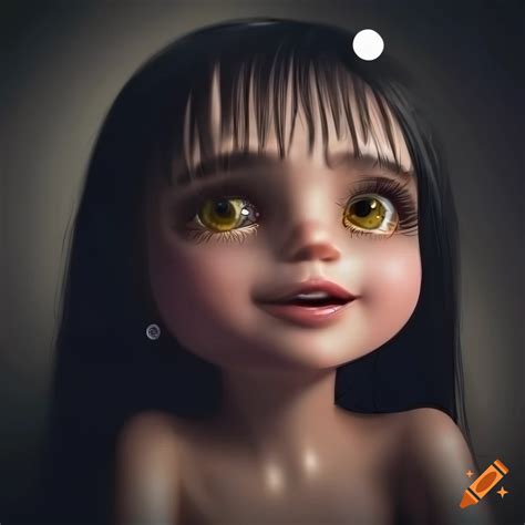 Adorable Animated Girl With Sparkling Black Hair And Captivating Yellow