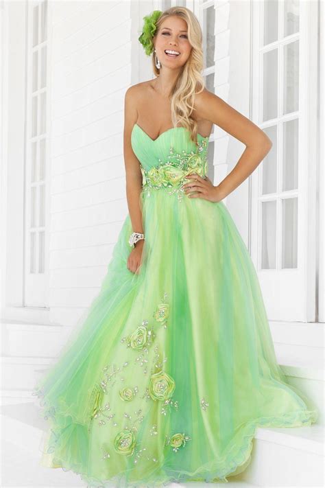 2015 lime green prom dresses a line sweetheart tulle lace up handmade flowers beading evening