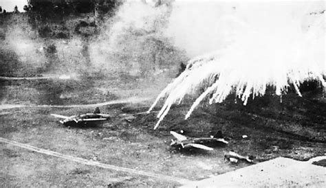 Photo Phosphorus Bombs Exploding On Japanese Airfields At Rabaul New