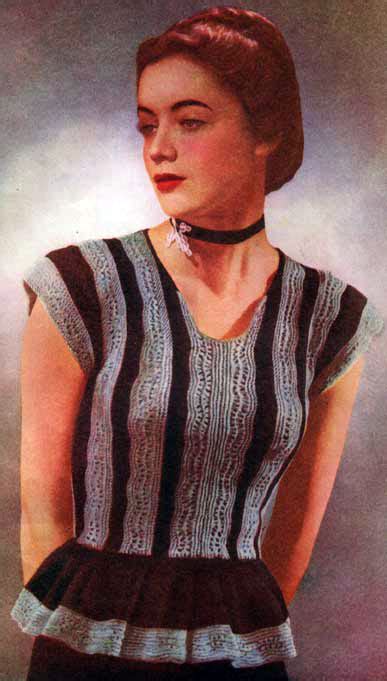 The Vintage Pattern Files 1940s Knitting Tatiana Lace Peplum Blouse