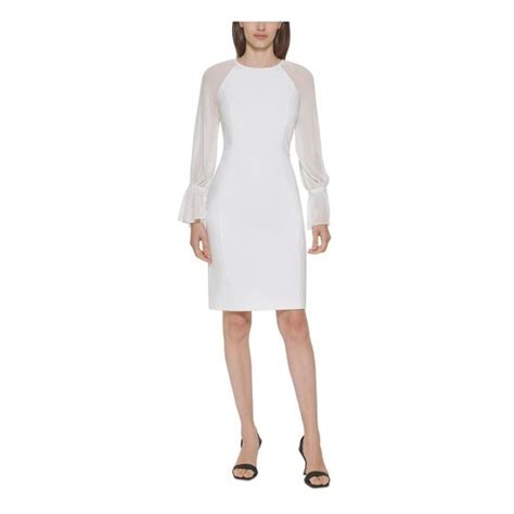 Calvin Klein Dresses Calvin Klein Womens White Long Mesh Sleeves
