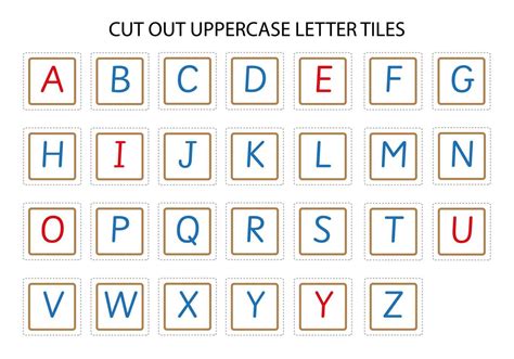 Cut Out Uppercase Letter Tiles For Games And Activities For Kids