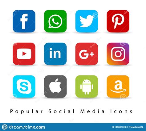 Popular Social Media Icons Editorial Stock Image Illustration Of