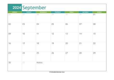 Printable Editable Calendar September 2024 Calendar October 2024