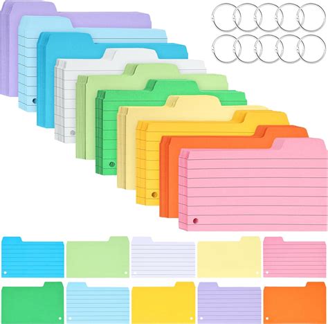 Amazon Koogel 560 Sheets Tabbed Index Cards Blank And Lined