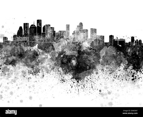 Houston Skyline In Black Watercolor On White Background Stock Photo Alamy
