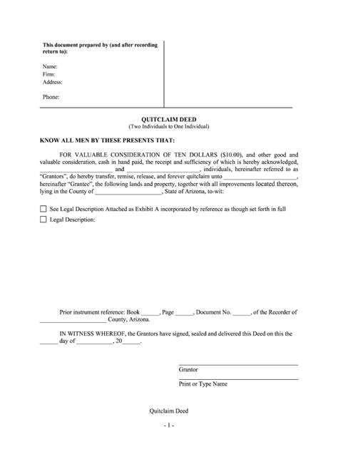 Az Quitclaim Deed Form Fill Out And Sign Printable PDF Template SignNow