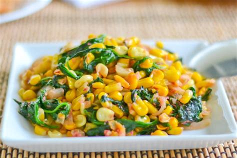 This delicious side goes with beef, chicken, pork or fish. Sauteed Corn with Spinach - Salu Salo Recipes