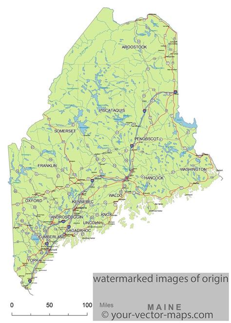 Maine State Route Network Map Maine Highways Map Cities Of Maine