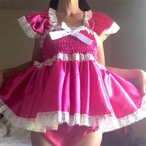 All Sizes Adult Baby Satin Sissy Short Dress Nappy Cover And Etsy Uk