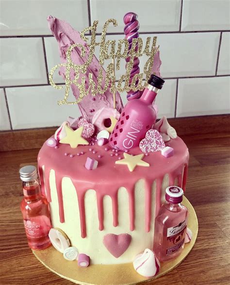 Need some birthday gift ideas for the woman in your life? Pink Gin drip cake | 21st birthday cakes, 40th birthday ...