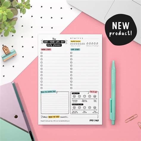 A5 Daily Planner Desk Pad Work Life Balance To Do List Etsy Daily