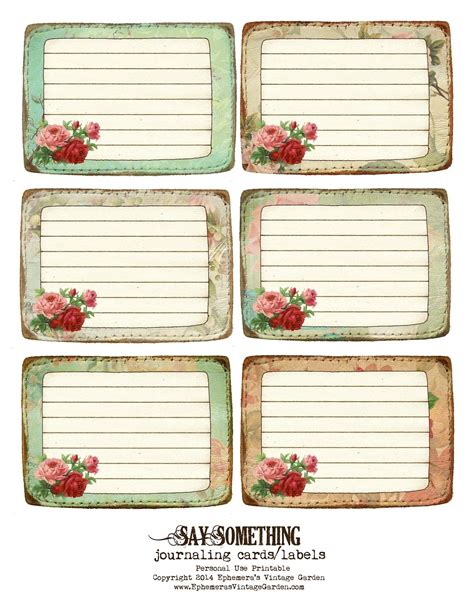 Free Printable Stitched Journaling Cardslabels In 2023 Scrapbook