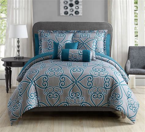 10 Piece Shina Tealgray Comforter Set Teal Bedding Sets