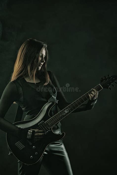 Young Girl Playing Electric Guitar Stock Photo Image Of Playing