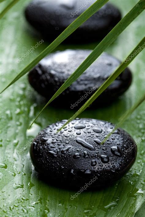 Black Spa Stones And Leaves — Stock Photo © Duskbabe 3815546